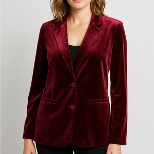 MINT LIMIT Burgundy‎ Velvet Blazer | Women's Jacket